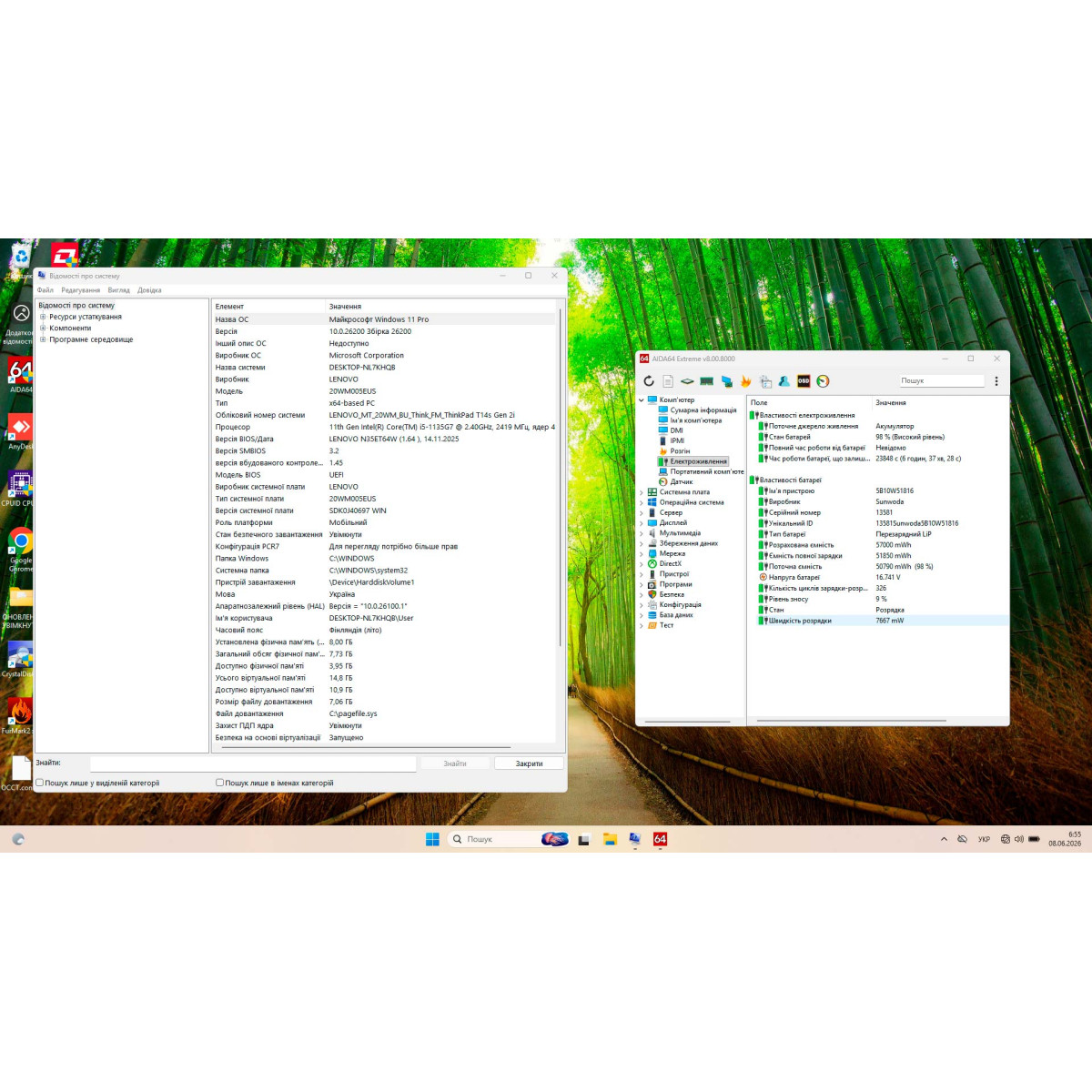 Ультрабук Lenovo ThinkPad T14s Gen 2/ 14" FullHD, IPS/  Intel Core i5 1135G7 (4 ядра/ 8 потоків)/ Intel Iris Xe/ 8 GB/ 256 GB NVME (Б/В)