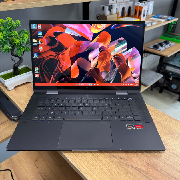 Сенсорний ультрабук-трансформер HP ENVY x360 15-eu1xxx 2в1/ 15.6" FullHD, IPS/ AMD Ryzen 7 5825U (8 ядер/ 16 потоків)/ AMD Radeon RX Vega 8/ 8 GB/ 256 GB SSD NVME (Б/В)